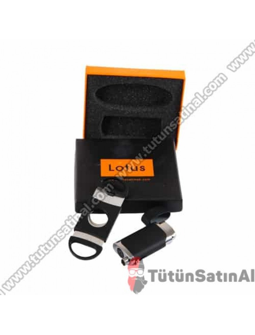 Lotus Puro Delici Çakmak Ve Puro Makası Siyah Set Lotus Puro Delici Çakmak Ve Puro Makası Siyah Set